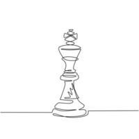 dessin continu d'une ligne logo roi d'échecs isolé sur fond blanc. logo d'échecs pour le site Web, l'application et la présentation imprimée. concept d'art créatif, eps 10. illustration vectorielle de dessin à une seule ligne vecteur