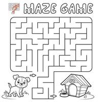 jeu de puzzle labyrinthe pour les enfants. contour labyrinthe ou jeu de labyrinthe avec chien. vecteur