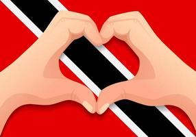 drapeau de trinité-et-tobago et forme de coeur à la main vecteur