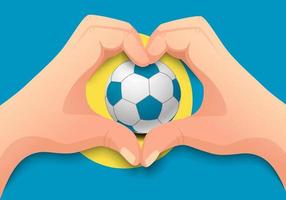 palau, ballon football, et, main, forme coeur vecteur