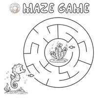 jeu de puzzle labyrinthe pour les enfants. décrivez le labyrinthe de cercle ou le jeu de labyrinthe avec des poissons. vecteur