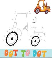 casse-tête point à point. connecter le jeu de points. illustration vectorielle de tracteur vecteur