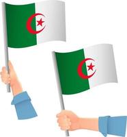 drapeau algérien dans l'icône de la main vecteur