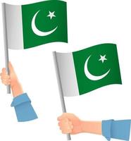 drapeau du pakistan dans l'icône de la main vecteur