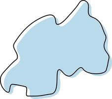 carte simple stylisée de l'icône du rwanda. croquis bleu carte de l'illustration vectorielle du rwanda vecteur