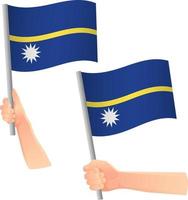 drapeau nauru dans l'icône de la main vecteur