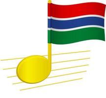 drapeau de la gambie et note de musique vecteur