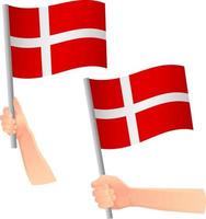 drapeau danemark dans l'icône de la main vecteur