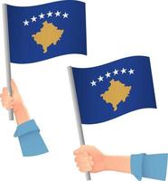 drapeau du kosovo dans l'icône de la main vecteur