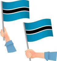 drapeau du botswana dans l'icône de la main vecteur