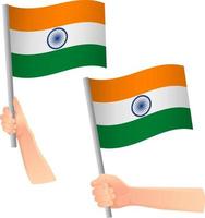 drapeau indien dans l'icône de la main vecteur