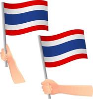 drapeau de la thaïlande dans l'icône de la main vecteur