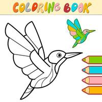 livre de coloriage ou page pour les enfants. oiseau noir et blanc vecteur