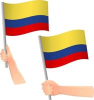 drapeau de la colombie dans l'icône de la main vecteur