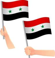 drapeau de la syrie dans l'icône de la main vecteur