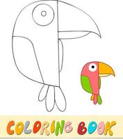 livre de coloriage ou page pour les enfants. illustration vectorielle perroquet noir et blanc vecteur