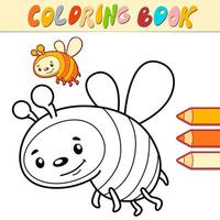 livre de coloriage ou page pour les enfants. abeille noir et blanc vecteur