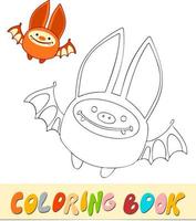 livre de coloriage ou page pour les enfants. chauve-souris illustration vectorielle noir et blanc vecteur