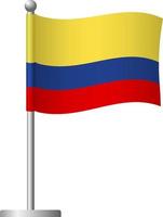 drapeau colombie, sur, poteau, icône vecteur