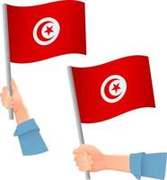 drapeau tunisien dans l'icône de la main vecteur