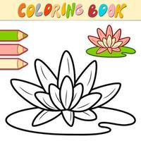 livre de coloriage ou page pour les enfants. vecteur de lotus noir et blanc