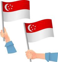drapeau de singapour dans l'icône de la main vecteur