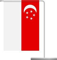 drapeau de singapour sur l'icône du poteau vecteur