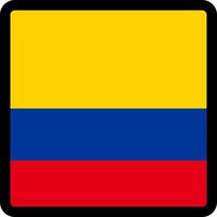 drapeau de la colombie en forme de carré avec contour contrasté, signe de communication sur les réseaux sociaux, patriotisme, un bouton pour changer de langue sur le site, une icône. vecteur