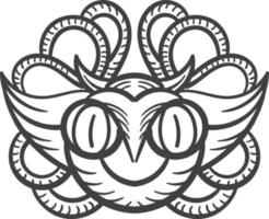 mascotte monstre logo d'art en ligne dessiné à la main vecteur