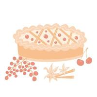 tarte maison aux baies. illustration vectorielle. vecteur