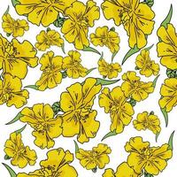 fleur jaune avec motif harmonieux de feuille verte, art coloré sur fond blanc, illustration vectorielle vecteur