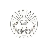 montagne et vélo monoline ou illustration vectorielle de style art en ligne vecteur