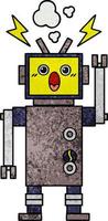 robot cassé de dessin animé de texture grunge rétro vecteur