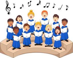 filles et garçons de la chorale chantant une chanson