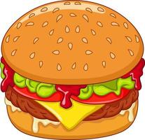 burger de dessin animé isolé sur fond blanc vecteur