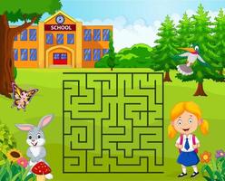 aider la fille à trouver son école, jeu de labyrinthe vecteur