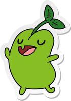 Sticker cartoon kawaii cute bean germination vecteur