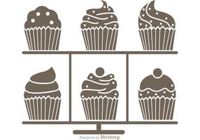 Silhouette cupcake stand vector