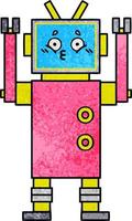 robot de dessin animé de texture grunge rétro vecteur