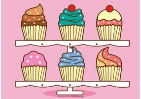 Cute Cupcake Stand Vector