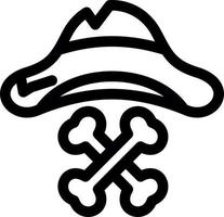 icône de ligne de chapeau de pirate vecteur
