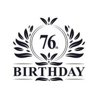 Logo d'anniversaire de 76 ans, célébration du 76e anniversaire. vecteur