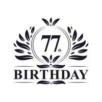 Logo d'anniversaire de 77 ans, célébration du 77e anniversaire. vecteur