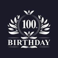 logo de luxe du 100e anniversaire, célébration des 100 ans. vecteur