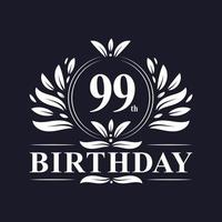 logo de luxe 99e anniversaire, célébration de 99 ans. vecteur