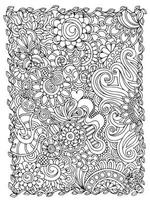 fleur doodle livre de coloriage fond de page vecteur