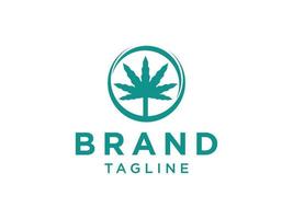 logo cannabique. icône bleue de feuille de marijuana cannabis sativa isolée sur fond blanc. élément de modèle de conception de logo vectoriel plat.