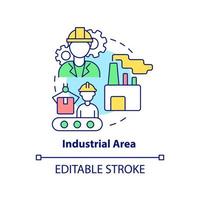 icône de concept de zone industrielle. illustration de la ligne mince de l'idée abstraite de la catégorie d'utilisation des terres. des usines. entreprise de fabrication. dessin de contour isolé. trait modifiable. vecteur