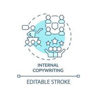 icône de concept turquoise de rédaction interne. communication d'équipe. service de l'illustration de la ligne mince de l'idée abstraite de l'entreprise pr. dessin de contour isolé. trait modifiable. vecteur