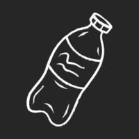 icône de craie de bouteille en plastique. respectueux de l'environnement, recycler, matériau jetable. bouteille vide réutilisable. déchets d'eau potable. emballage écologique. illustration de tableau vectoriel isolé